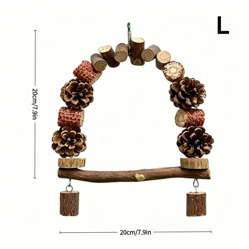 Pinecone & Natural Wood Arch Swing