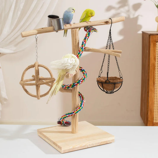 Handcrafted Pear Wood Bird Playstand