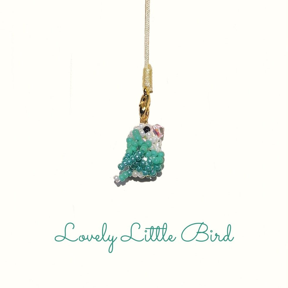 [PRE-ORDER] Miyuki Beaded White-Faced Blue Lovebird Phone Charm