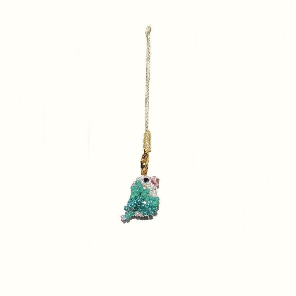 [PRE-ORDER] Miyuki Beaded White-Faced Blue Lovebird Phone Charm
