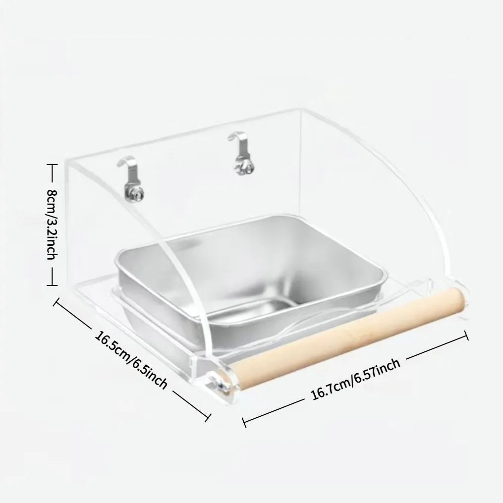 No-Mess Acrylic Bird Feeder with Stainless Steel Bowl