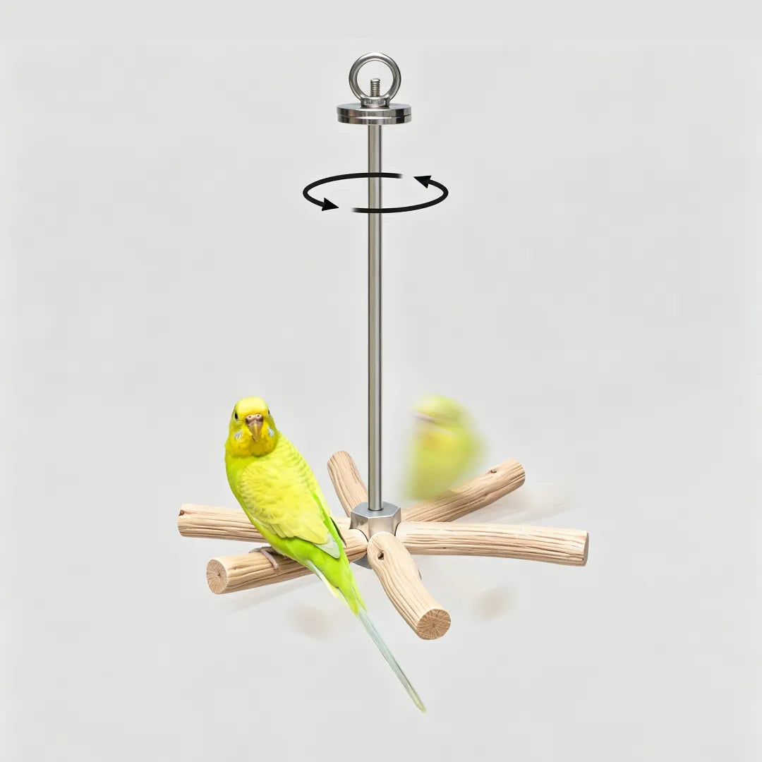 Natural Pearwood Spinning Bird Perch