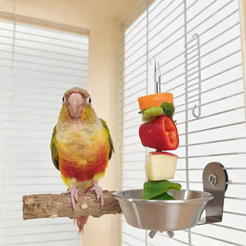 Stainless Steel Bird Fruit Skewer with Catch Bowl