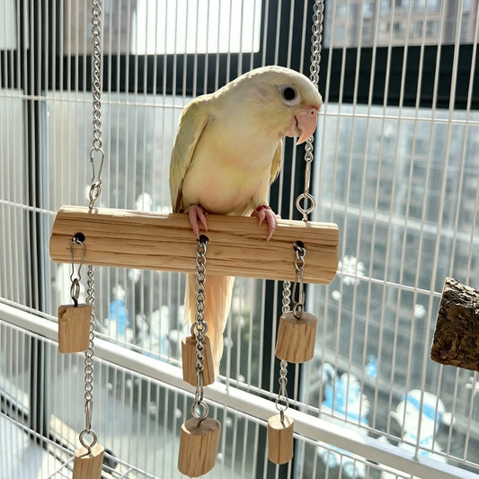 Natural Pear Wood Parrot Slip-Chain Swing