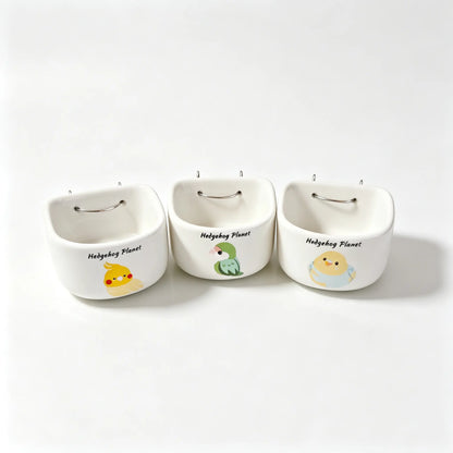 Ceramic Hanging Bird Food Bowl | Anti-Tip Food & Water Cup