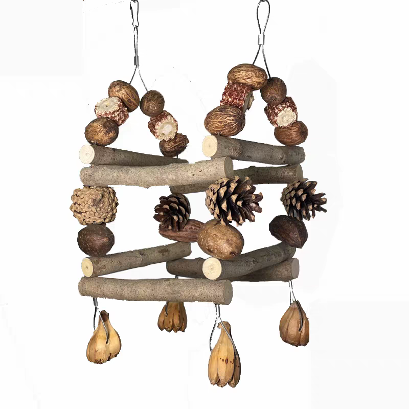 Natural Wood 2-Tier Foraging Bird Swing