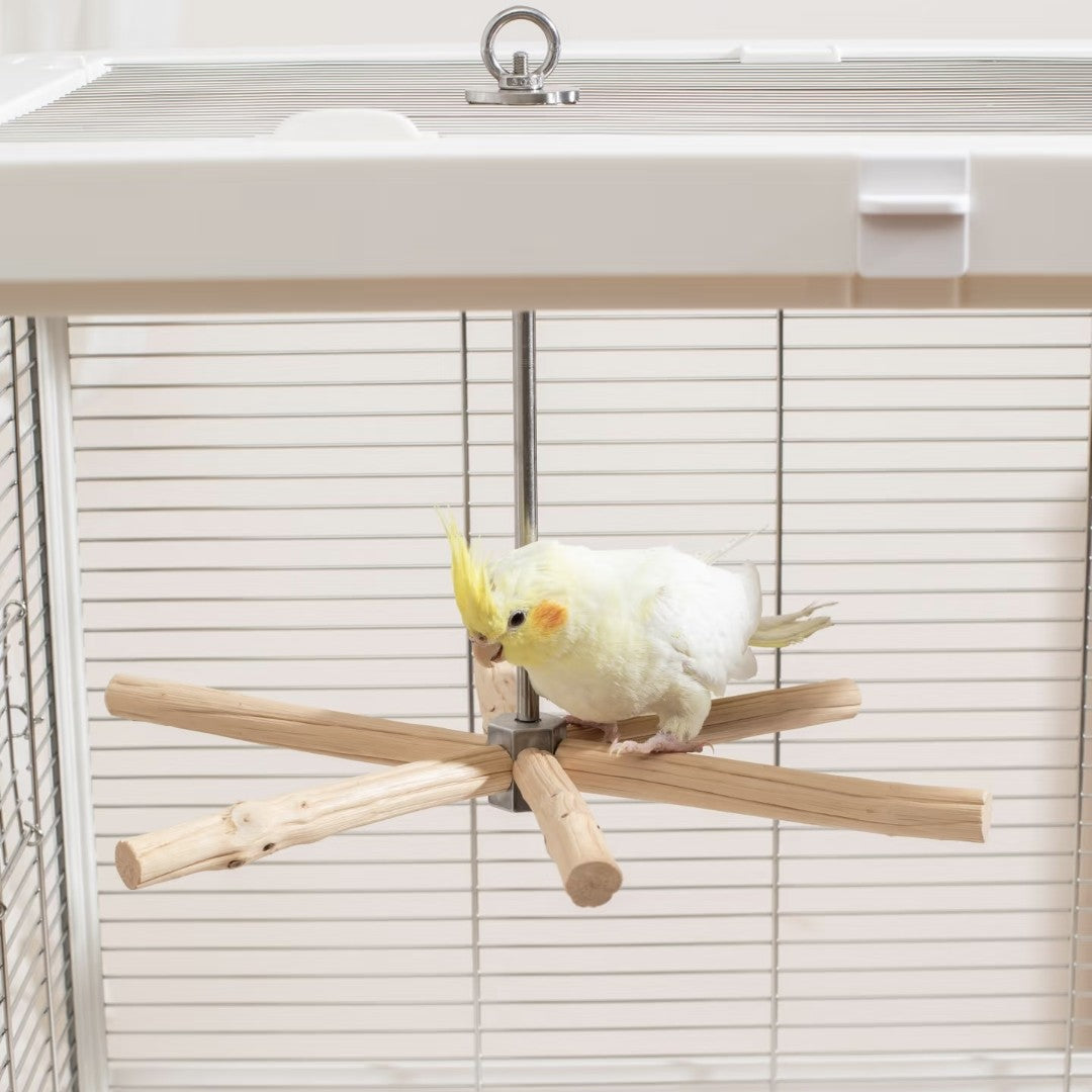 Natural Pearwood Spinning Bird Perch