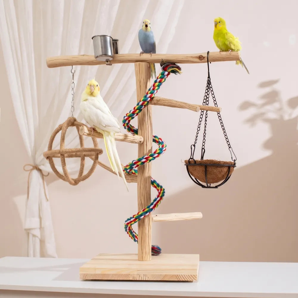 Handcrafted Pear Wood Bird Playstand