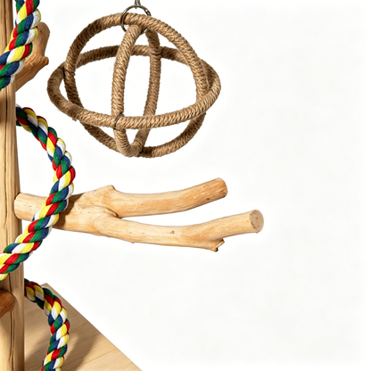 Handcrafted Pear Wood Bird Playstand