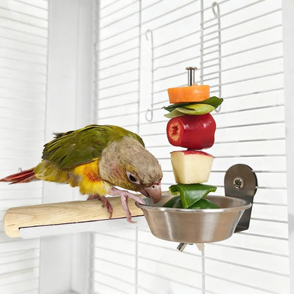 Stainless Steel Bird Fruit Skewer with Catch Bowl