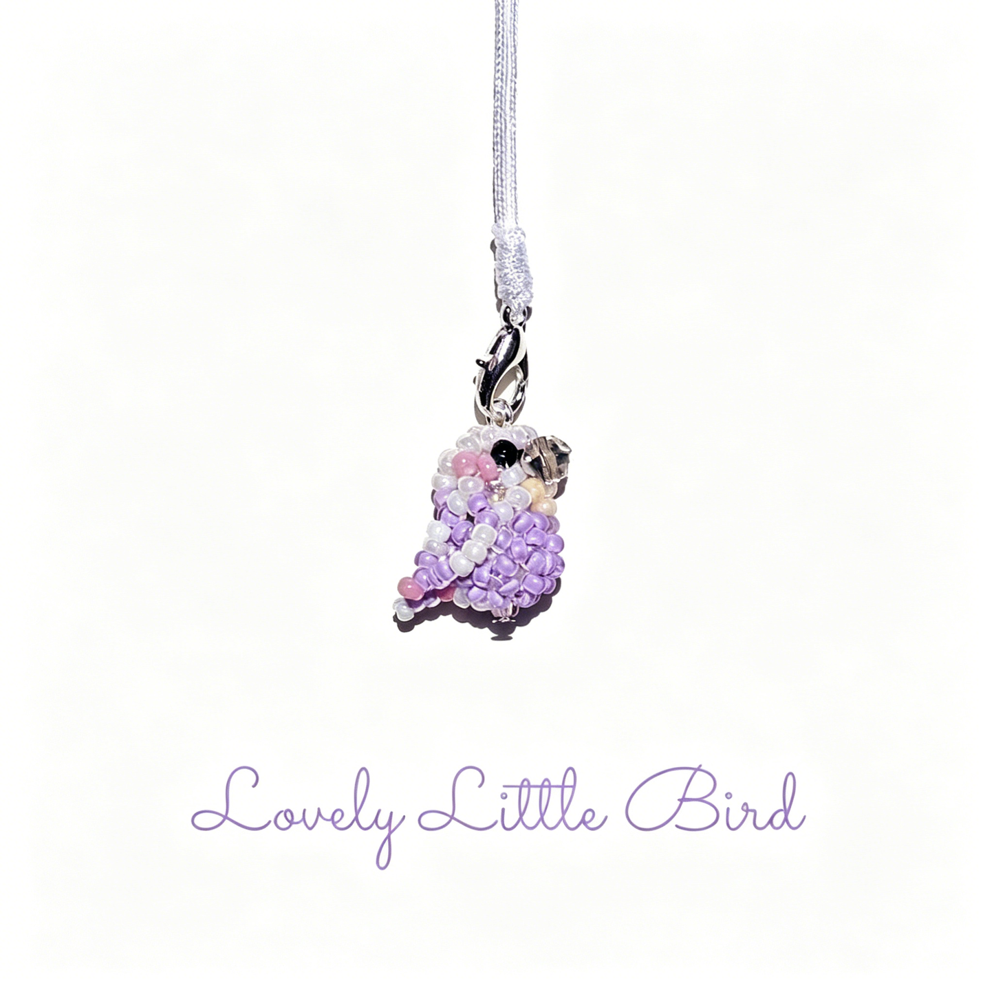 [PRE-ORDER] Miyuki Beaded Violet Lovebird Phone Charm