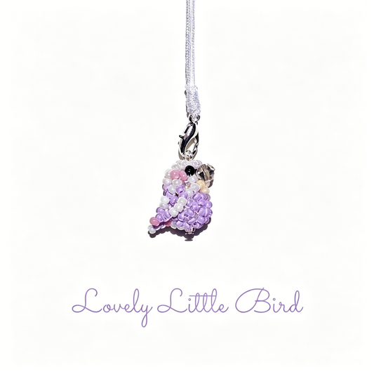 [PRE-ORDER] Miyuki Beaded Violet Lovebird Phone Charm