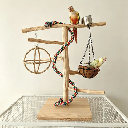 Handcrafted Pear Wood Bird Playstand