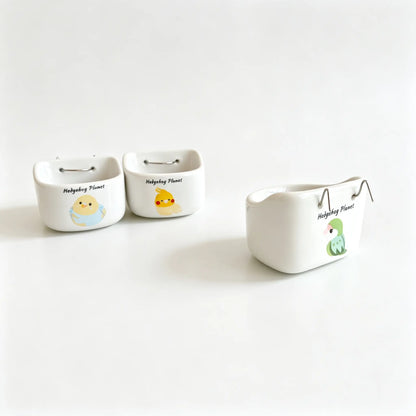 Ceramic Hanging Bird Food Bowl | Anti-Tip Food & Water Cup
