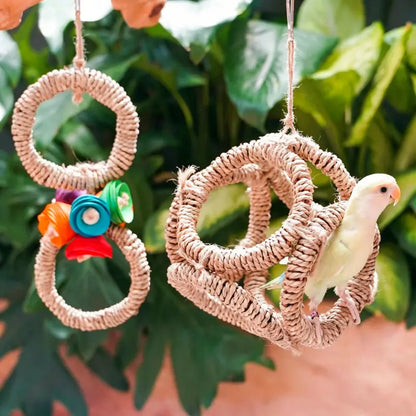Handwoven Bird Swing Ring Toy