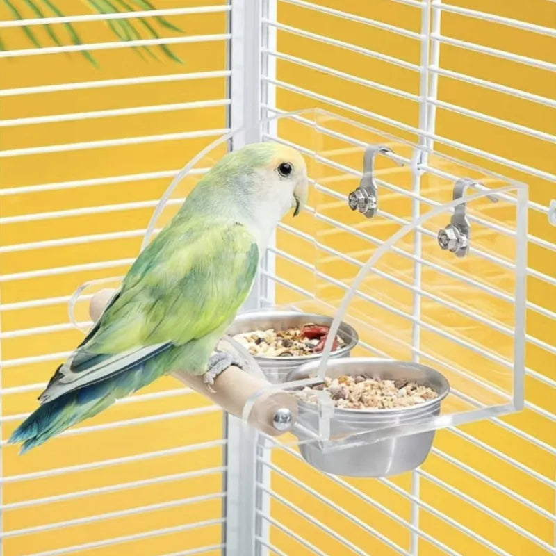 No-Mess Acrylic Bird Feeder with Stainless Steel Bowl