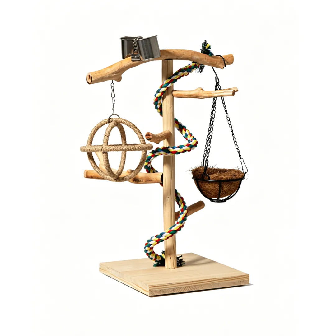 Handcrafted Pear Wood Bird Playstand