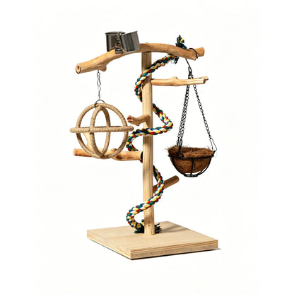 Handcrafted Pear Wood Bird Playstand