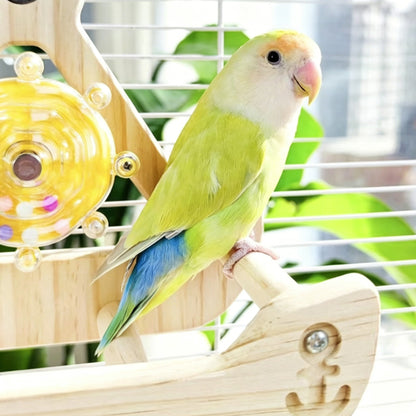Pirate Ship Bird Toy with Spinning Helm Perch
