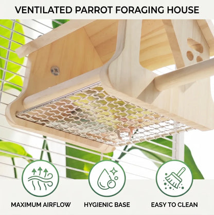 Wooden Bird Hut | Ventilated & Easy-Clean