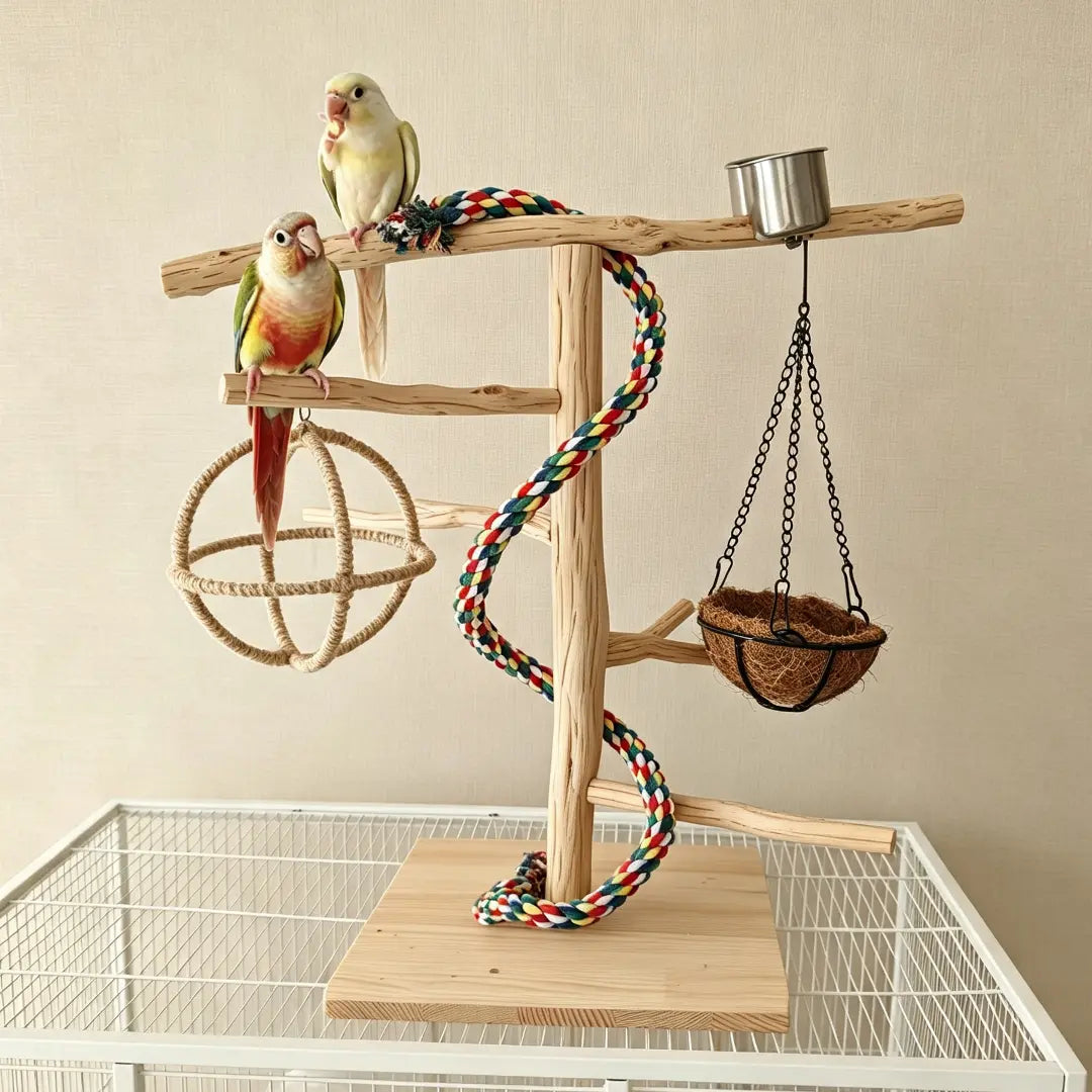 Handcrafted Pear Wood Bird Playstand