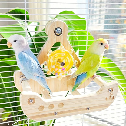 Pirate Ship Bird Toy with Spinning Helm Perch