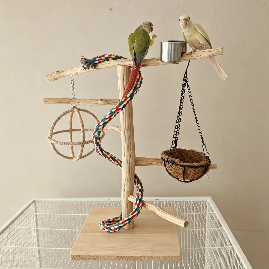 Handcrafted Pear Wood Bird Playstand