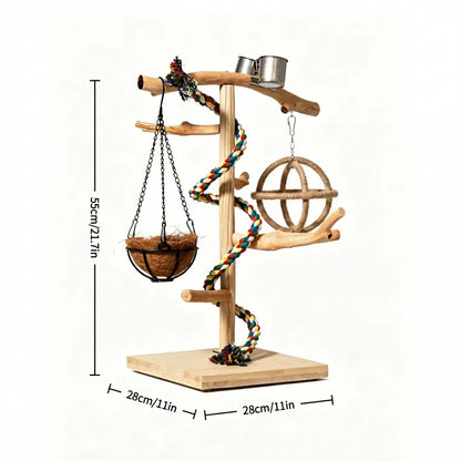 Handcrafted Pear Wood Bird Playstand
