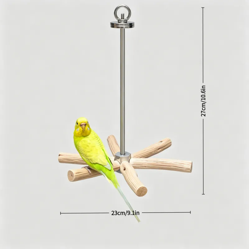 Natural Pearwood Spinning Bird Perch