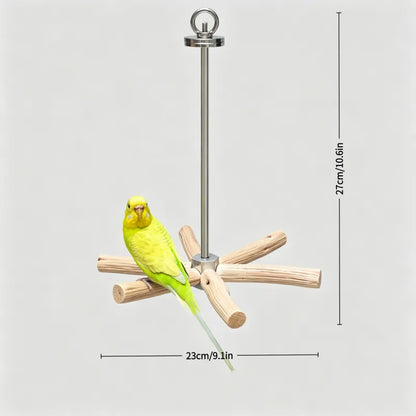 Natural Pearwood Spinning Bird Perch