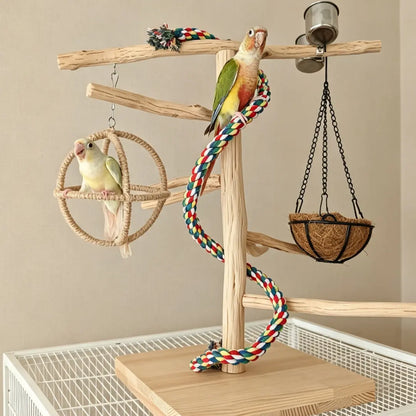 Handcrafted Pear Wood Bird Playstand
