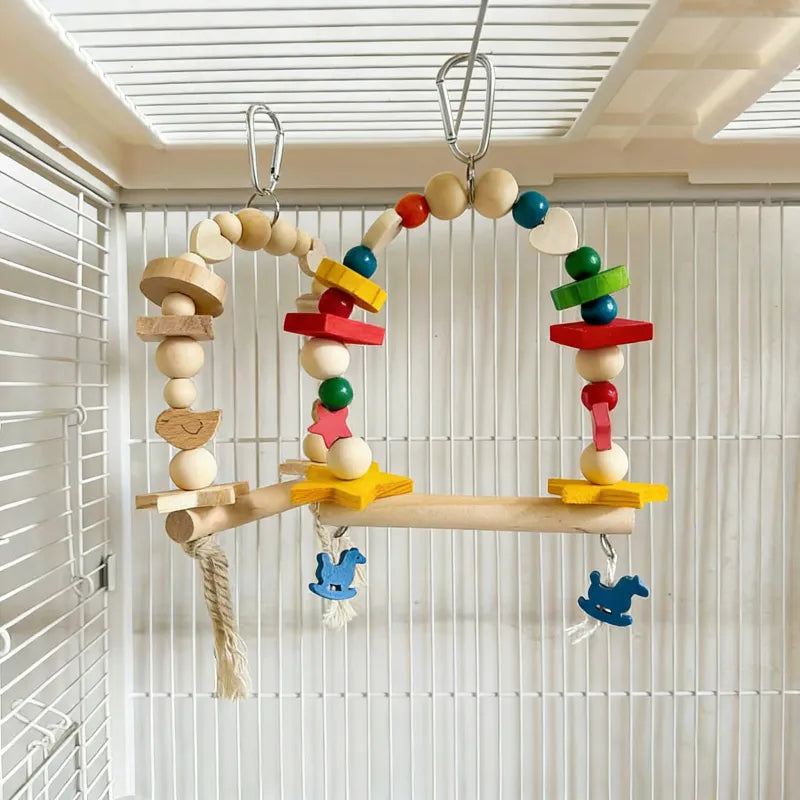 Wooden Bird Swing & Chewing Toy