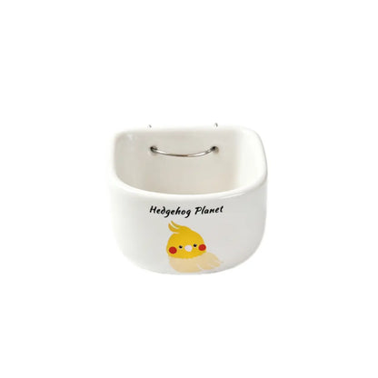 Ceramic Hanging Bird Food Bowl | Anti-Tip Food & Water Cup