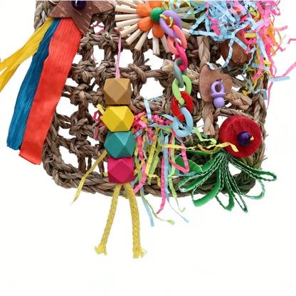 Woven Seagrass Foraging Wall for Parrots