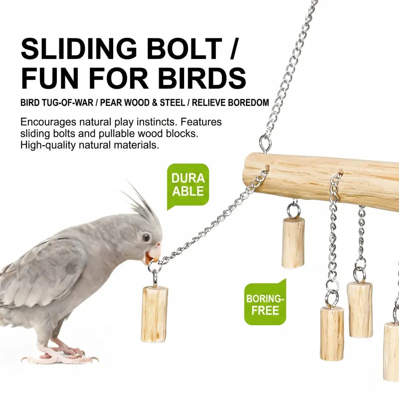 Natural Pear Wood Parrot Slip-Chain Swing