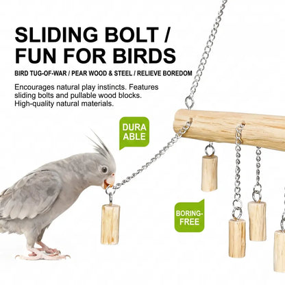 Natural Pear Wood Parrot Slip-Chain Swing