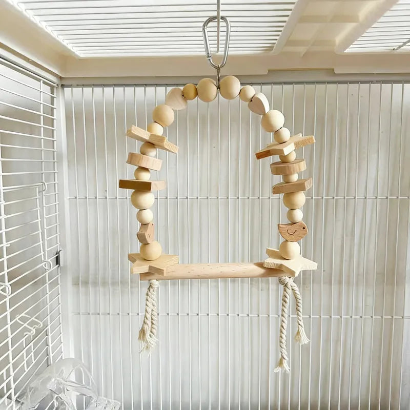 Wooden Bird Swing & Chewing Toy