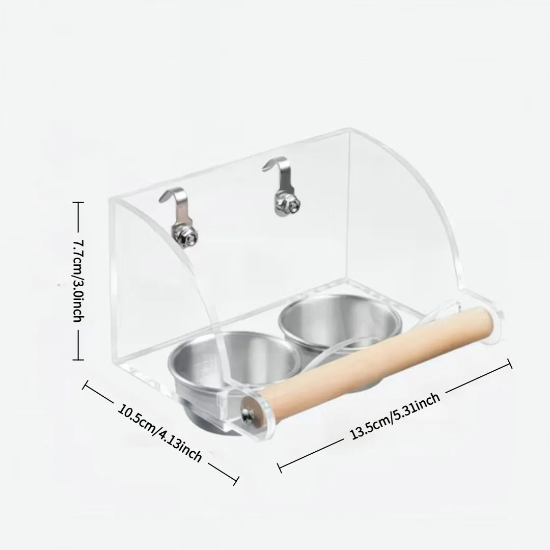 No-Mess Acrylic Bird Feeder with Stainless Steel Bowl
