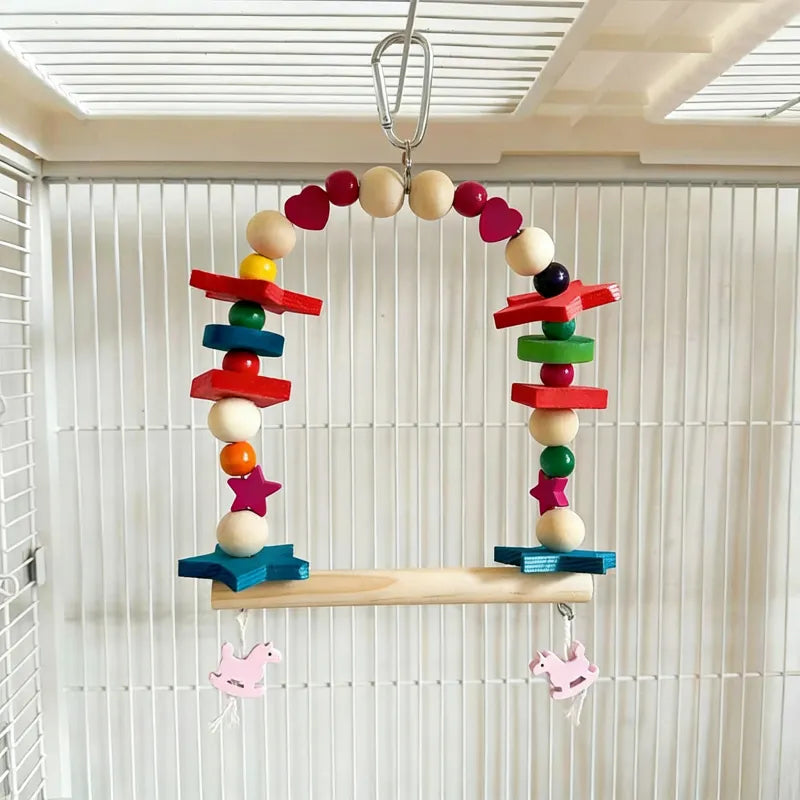 Wooden Bird Swing & Chewing Toy