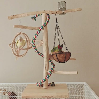 Handcrafted Pear Wood Bird Playstand