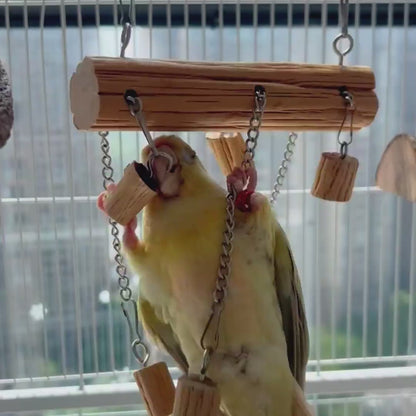 Natural Pear Wood Parrot Slip-Chain Swing